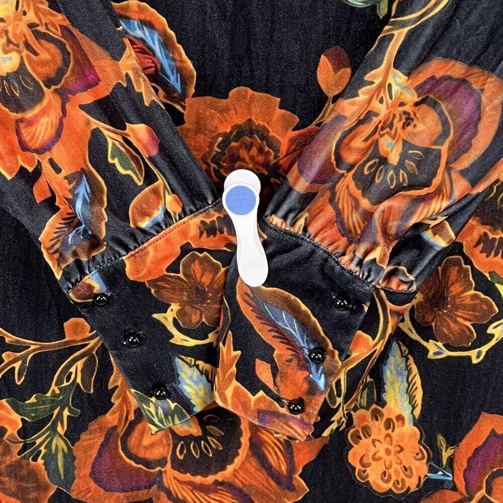Nwt Cider Dress Xl Black Velvet Orange Floral Babydoll Long Sleeve Whimsigoth — image 5 of 8